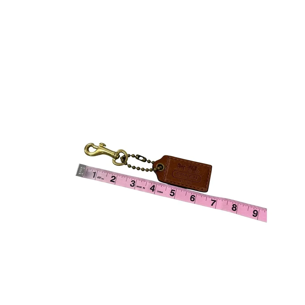 Coach Vintage Leather Hangtag Keychain British Tan Brass Trigger Snap Hook Brown